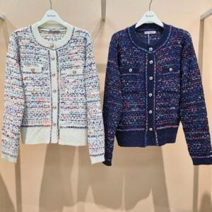 라티움 HC34 울혼방 트위드느낌반짝이스핑클배색숏짧은니트가디건 T2611cd04