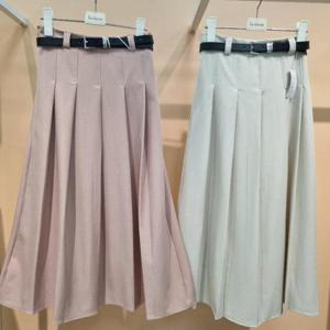 라티움 HC34 봄 허리반밴딩 A라인플리츠 롱스커트 T2613SK06