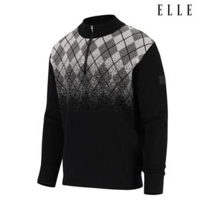 엘르골프 세이브존01 남성 그라데이션 아가일 반집업 니트 6J53402 199