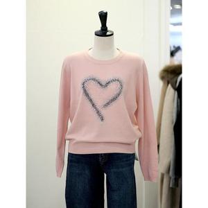 메종블랑쉬 세이브존03 하트 비비드 큐빅 포인트 라운드 니트 AQM261JSW202A