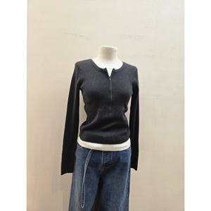 숲  (SC3LK40) 레이어드 반집업 니트