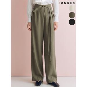 [탱커스][55-77] 여성 핀턱 와이드 랩 벨트 슬랙스