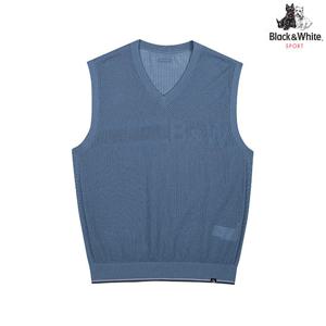 [블랙앤화이트] 남성 메쉬 조직 브이넥 니트 베스트 2006GAVC_BLUE