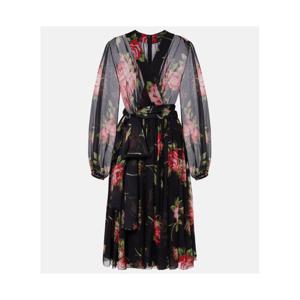 돌체앤가바나 플로럴 실크 미디 드레스 P01122849