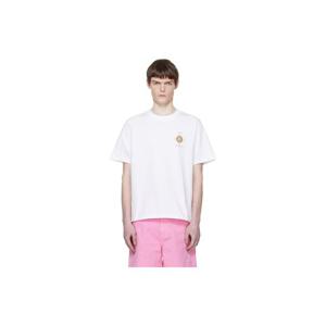 카사블랑카 티셔츠 화이트 플라폰드 오르네 드 뮤지크 티셔츠 261195M213026