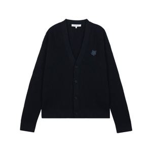 메종키츠네 남성 폭스 헤드 코튼 립드 가디건 클래식 네이비 QM00503KT1189-0413
