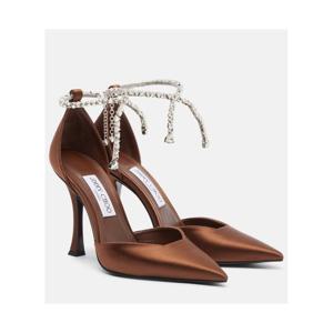 지미추 Stevie 100 크리스탈 임벨리시드 새틴 펌프스 P01125052