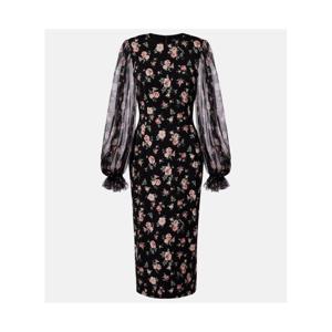 돌체앤가바나 플로럴 실크 블렌드 샤르무즈 미디 드레스 P01122858