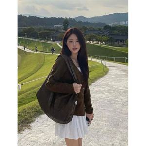 제너럴아이디어 언발란스 루즈핏 가디건 [BROWN] WBE3L04521 382677