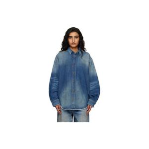 아크네 셔츠 블루 버튼업 데님 셔츠 261129F109009