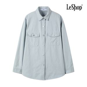 르샵  소매 체크 배색 코튼 셔츠 (BQ3BL001A)