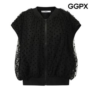 GGPX  도트 쉬폰 집업 베스트 (GQ3VT001F)
