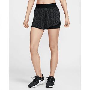 나이키 스위프트 여성 드라이 핏 미드라이즈 투인원 프린트 러닝 쇼츠 - 블랙블랙 IB5849-010 274956