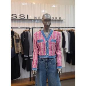 제시뉴욕 세이브존05 데님 배색  브이넥 트위드재킷 MF2-SZNRJL1391