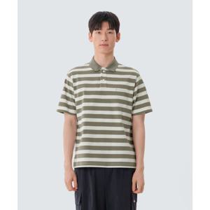 스노우피크 SNOWPEAK APPAREL 코튼 스트라이프 폴로 티셔츠 (S25MMFPS49) Vintage Khaki S25MMFPS49VK 337729