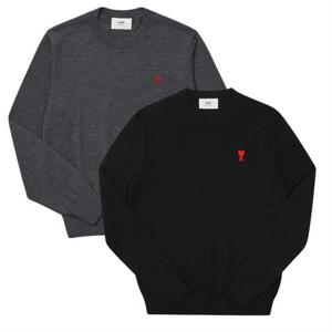 25FW 아미 체인스티치 하트 로고 메리노 울 니트