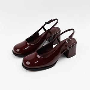 [신난다슈] 여성 구두 슬링백 힐 6cm 여자 펌프스 뮬 샌들 힐 발편한 통굽 미들힐 BA263019 와인