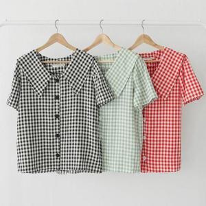 [강물처럼]빅사이즈사랑해요 K163L306 체크패턴카라블라우스 BN