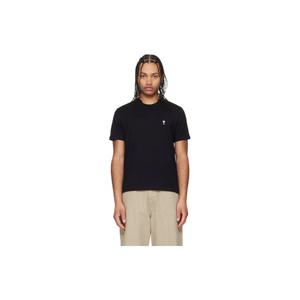 AMI Paris 티셔츠 블랙 코튼 아미 드 꾀흐 티셔츠 261482M213031