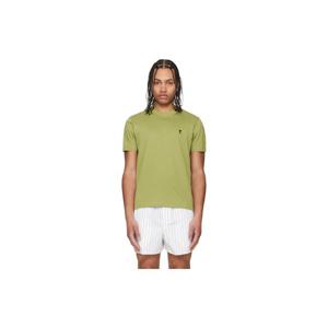 AMI Paris 티셔츠 그린 코튼 아미 드 꾀흐 티셔츠 261482M213029