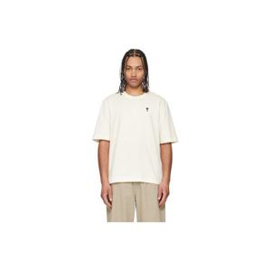 AMI Paris 티셔츠 화이트 코튼 플라스 데 빅투아르 프린트 티셔츠 261482M213021