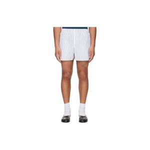 AMI Paris 반바지 화이트   네이비 코튼 엘라스틱 쇼츠 261482M193002