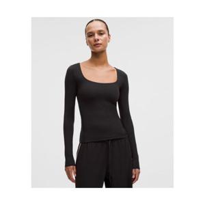 룰루레몬 LULULEMON 원더모스트 Ultra Soft Nulu 스퀘어넥 롱슬리브 셔츠 BLK LW3JHES-0001 362649