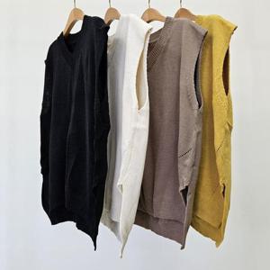 [강물처럼]빅사이즈니트베스트 S682L409 깔끔브이레어링박스조끼