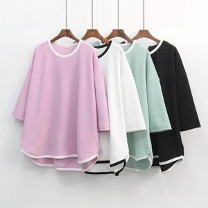 [강물처럼]빅사이즈사랑해요 G847L407 더블배색언발반팔티 IL (1