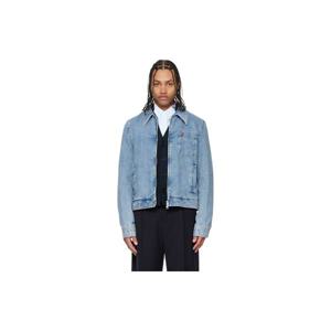 AMI Paris 청자켓 블루 코튼 콘트라스트 아미 드 꾀흐 데님 재킷 261482M177002