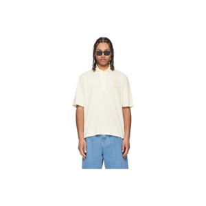 AMI Paris 폴로셔츠 오프 화이트 코튼 아미 드 꾀흐 니트 패치 폴로 셔츠 261482M212002