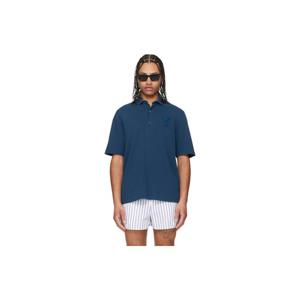 AMI Paris 폴로셔츠 블루 코튼 아미 드 꾀흐 니트 패치 폴로 셔츠 261482M212001