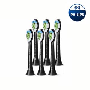 PHILIPS 필립스 소닉케어 W 옵티멀 화이트 칫솔모 블랙 6개입 HX6066/91
