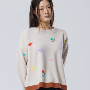 [베네통]하트 패턴 배색 니트 BAKP05611