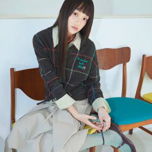 [베네통]스티치 체크 니트 가디건 BAKC05611