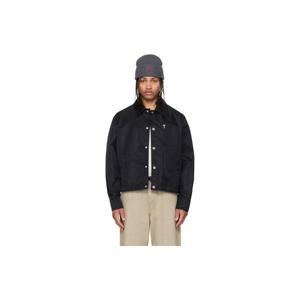 AMI Paris 재킷 블랙 나일론 아미 드 꾀흐 스터드 버튼 재킷 261482M180001