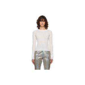 릭오웬스 티셔츠 오프 화이트 템플 크롭 골지 LS 티셔츠 261232F110021