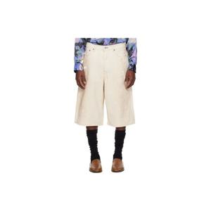 아크네 반바지 오프 화이트 디스트레스 데님 쇼츠 261129M193016