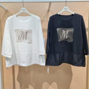 라티움 HC34 신축성좋고품넓은밑단셔츠배색루즈핏7부여성티셔츠 T2621ts13