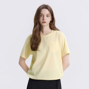 N262WTS350 여성 에어플로우 하이브리드 세미크롭 반팔 티셔츠 PALE YELLOW