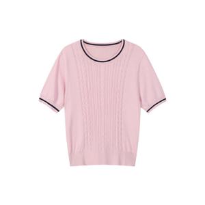 [랩]라인 배색 반팔 니트(AS1KH266)