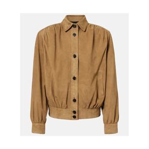 생로랑 개더 스웨이드 재킷 P01162496