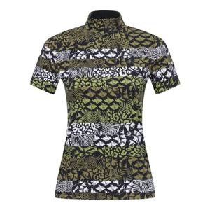 M 파리게이츠골프반팔티 NQC 521D2TI706_BR 여성 스트라이프 멀티 패턴 모크넥 티셔츠