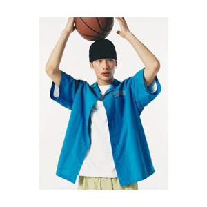 에잇세컨즈 8SECONDS 레터링 오픈카라 셔츠 블루 (264565FY2P) 264565FY2P 405269