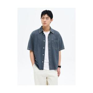 에잇세컨즈 8SECONDS 에센셜 반소매 데님 셔츠 블루 425465LPEP 405735