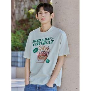 탑텐 TOPTEN 공용 [마인드어데이 커버캣] 코튼 크루넥 T 반팔 _MSG2TS3008 MSG2TS3008 405748