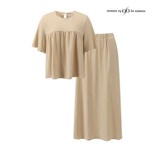 나인식스뉴욕  플레어 셔링 블라우스 앤 스커트 셋업 (NQ3ST002M0)