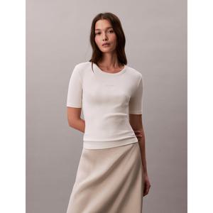 [캘빈클라인 진]여성 CK 립 나노 스판 슬림핏 반팔 티셔츠 아이보리 44F211G (44F211G-YAS