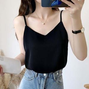 여성 데일리 브이넥 끈 디자인 민소매 나시