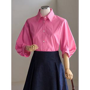 [커스텀에이블]볼륨 소매 포인트 셔츠_T2604BL053B